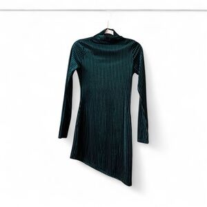 Superdown Teal Asymmetrical Velvet Dress